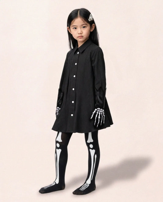 Tights med skelettmönster