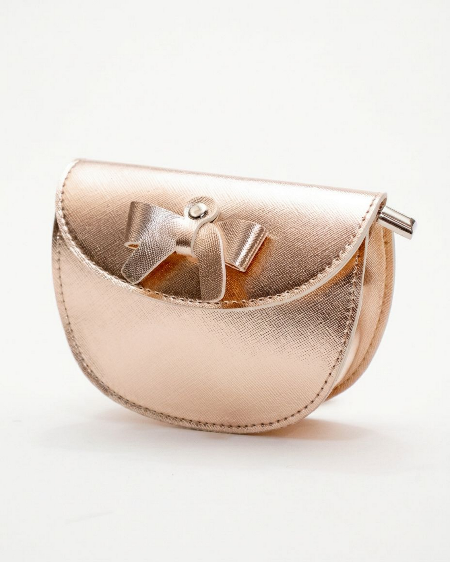 Handväska, guld metallic med rosett