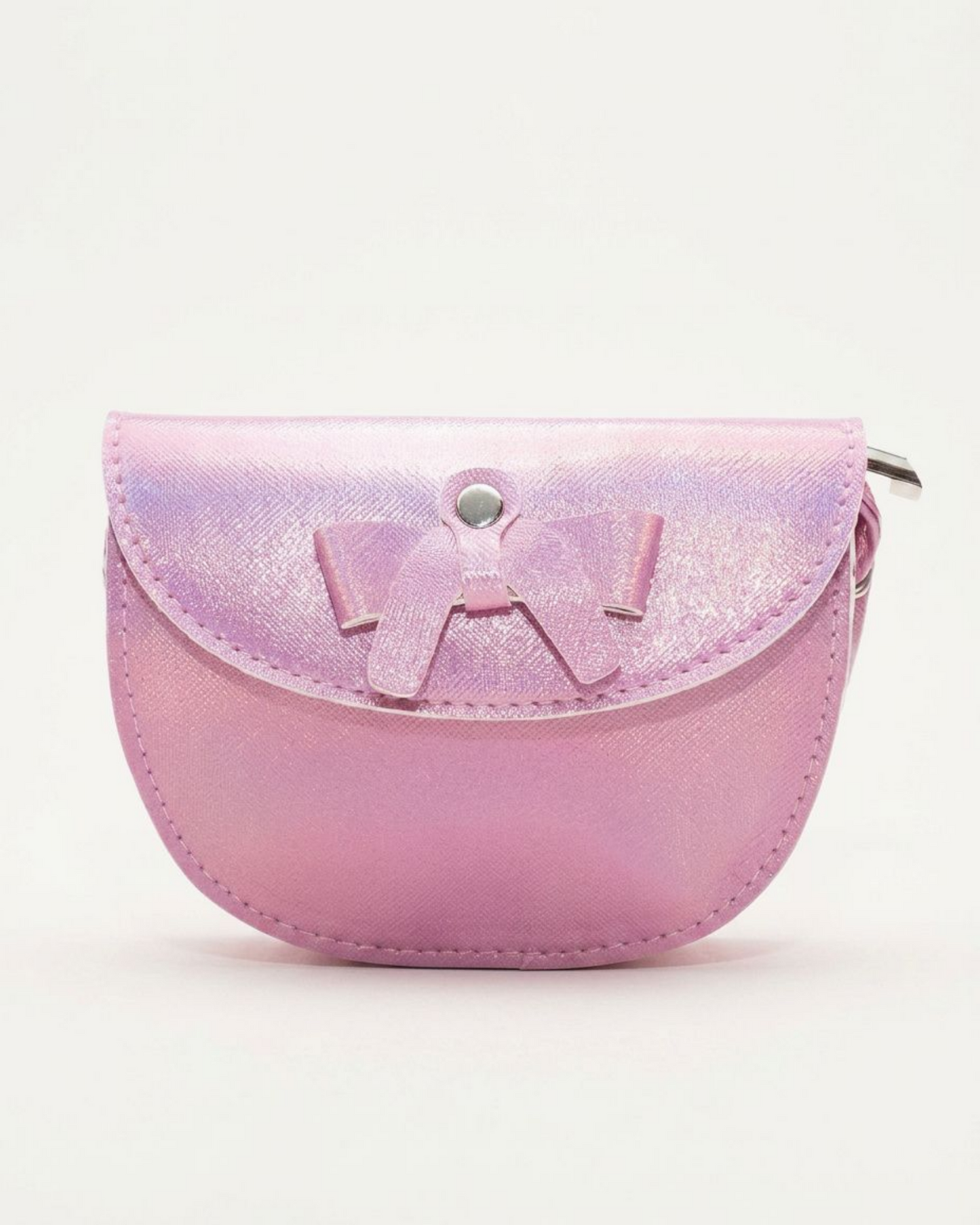 Handväska, rosa metallic med rosett