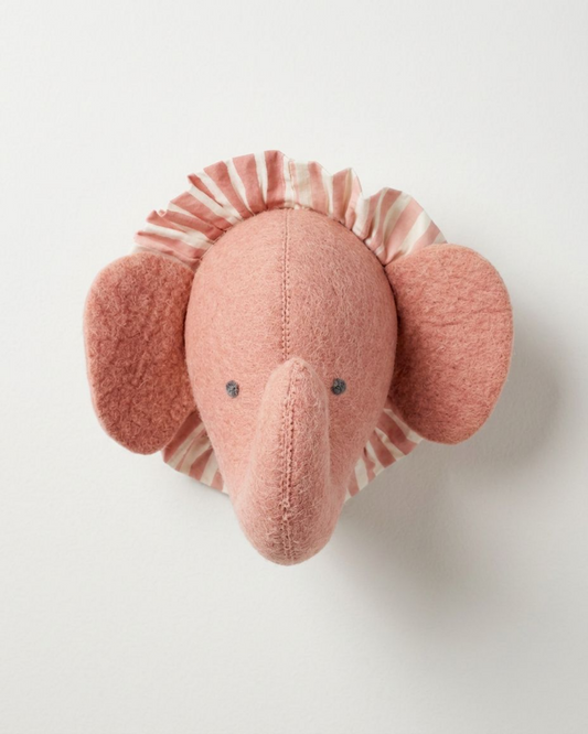 Djurhuvud i ull, elefant rosa