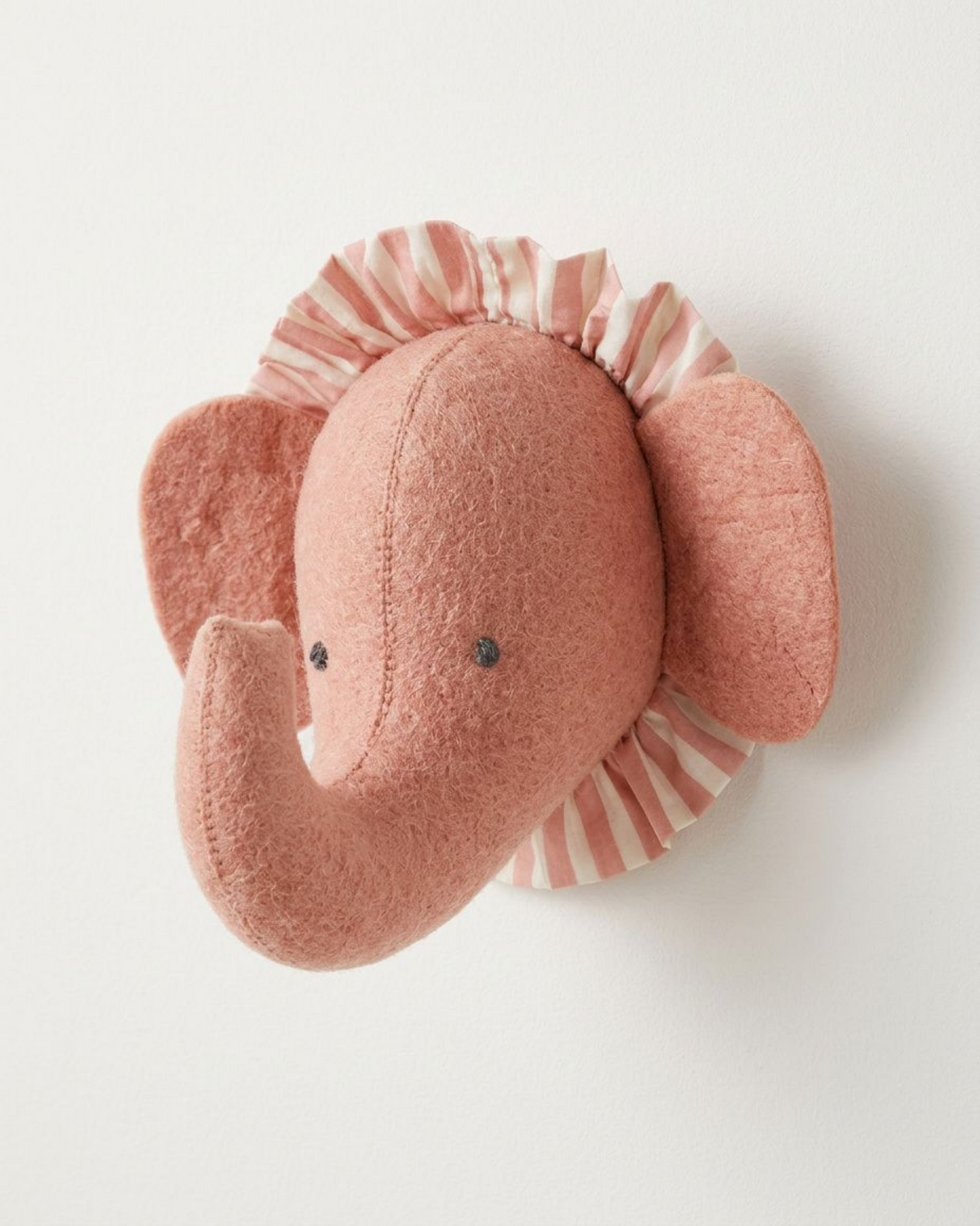 Djurhuvud i ull, elefant rosa
