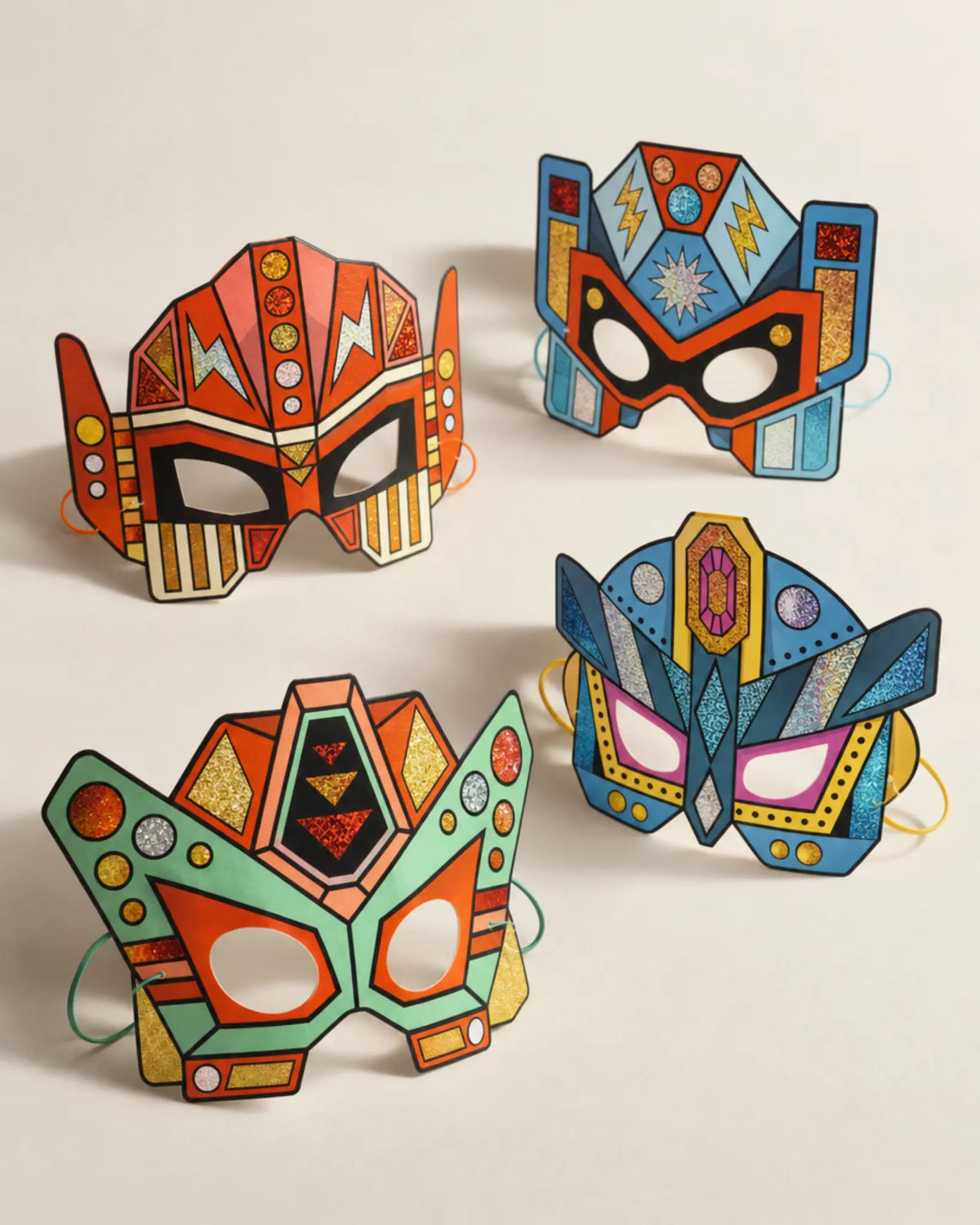 Pysselkit för barn att dekorera fyra robotmasker