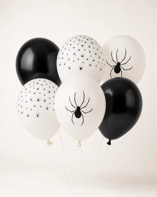 Halloweenballonger med spindelmotiv, 6-pack